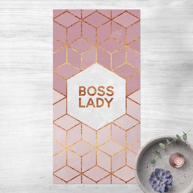 stor utomhusmatta Boss Lady Hexagons Pink