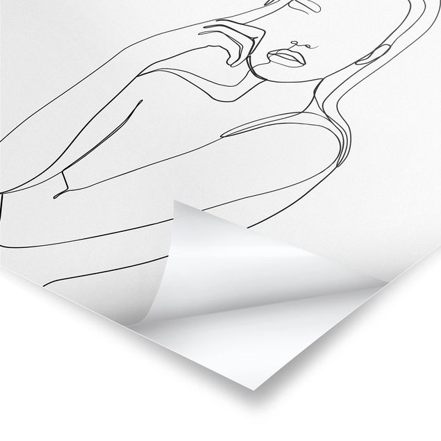 Konststilar Line Art Line Art Pensive Woman Black And White