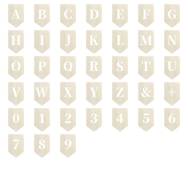 Tavlor modernt Alphabet Pennant Chain Serif