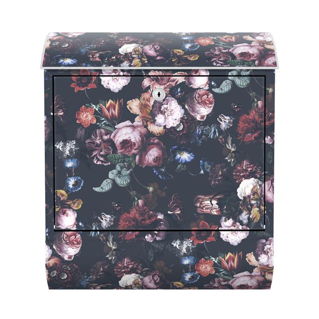 Brevlådor vintage Old Masters Flowers With Tulips And Roses On Dark Gray