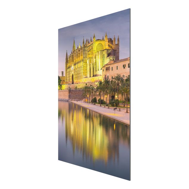 Tavlor arkitektur och skyline Catedral De Mallorca Water Reflection