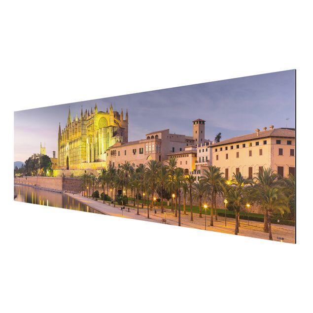 Tavlor arkitektur och skyline Catedral De Mallorca Water Reflection