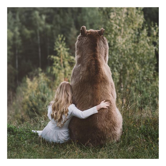 Tavlor björnar Girl With Brown Bear
