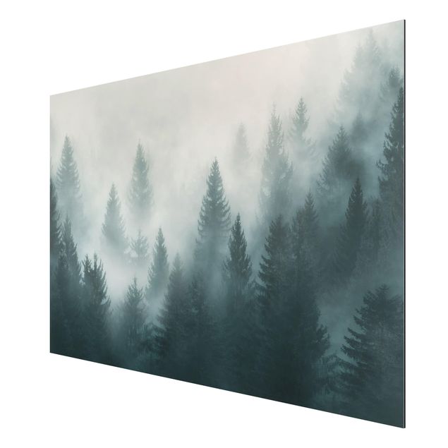 Tavlor landskap Coniferous Forest In Fog