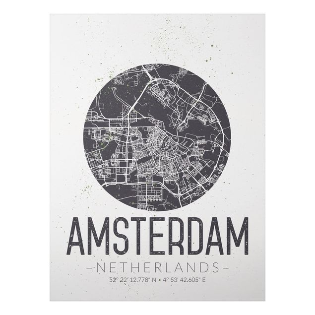 Tavlor världskartor Amsterdam City Map - Retro