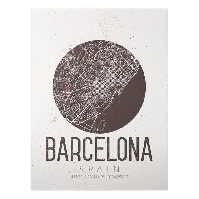 Tavlor världskartor Barcelona City Map - Retro