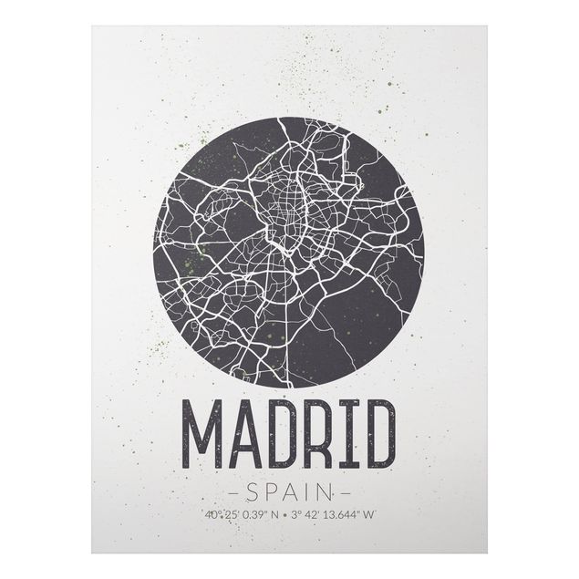 Tavlor världskartor Madrid City Map - Retro