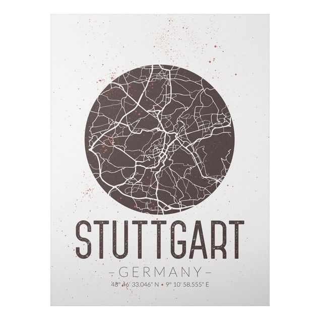 Tavlor världskartor Stuttgart City Map - Retro