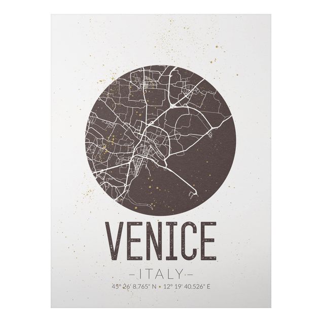 Tavlor världskartor Venice City Map - Retro