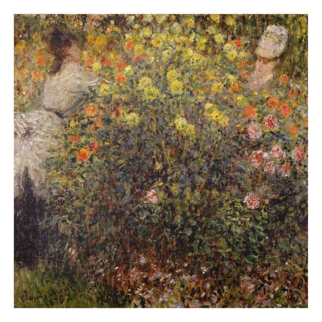 Konststilar Impressionism Claude Monet - Two Ladies in the Flower Garden