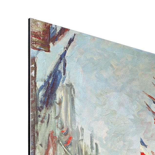 Tavlor arkitektur och skyline Claude Monet - The Rue Montorgueil with Flags