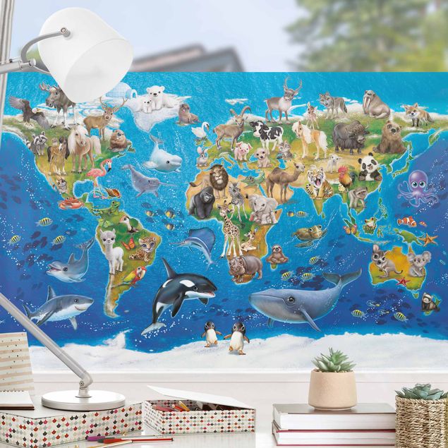 Inredning av barnrum World Map With Animals