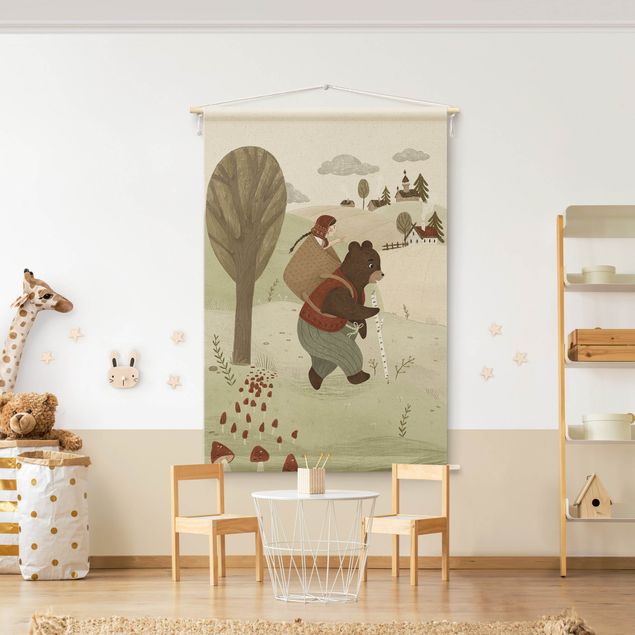 Modern väggbonad Anna Lunak Illustration - Masha And The Bear