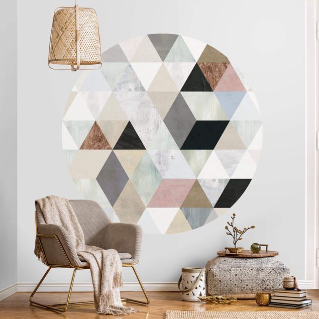 Tapeter geometrisk Watercolour Mosaic With Triangles I