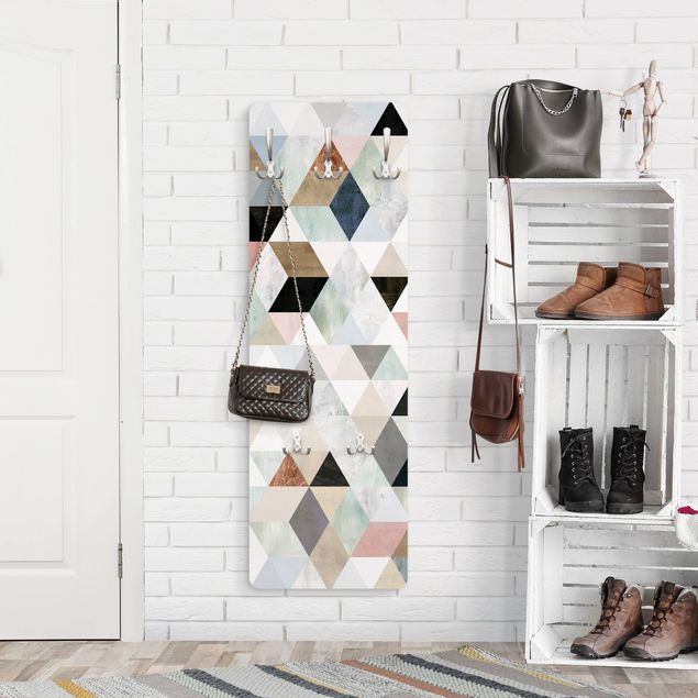 Klädhängare vägg Watercolour Mosaic With Triangles I