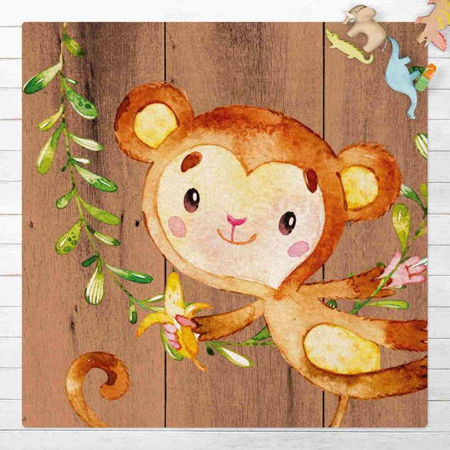 moderna mattor Watercolour Monkey On Wood