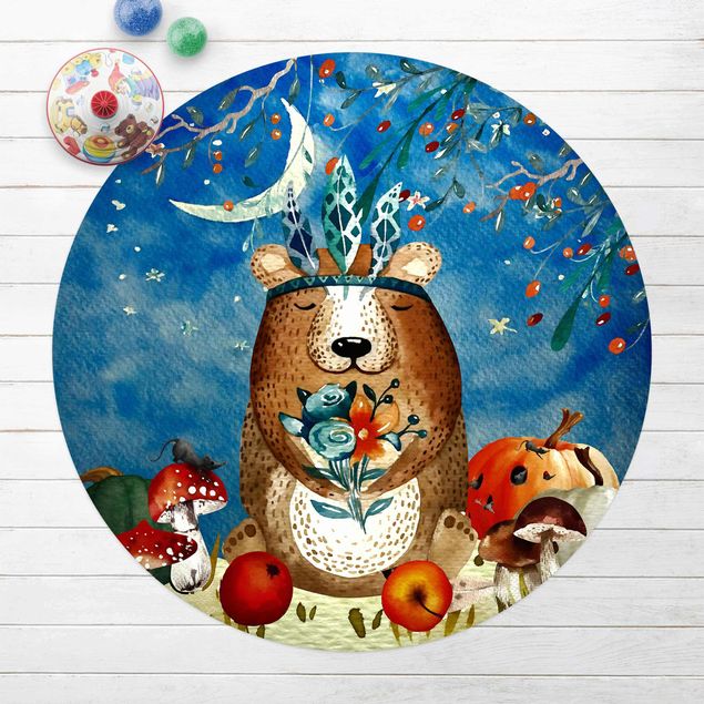 Inredning av barnrum Watercolour Bear In Moonlight
