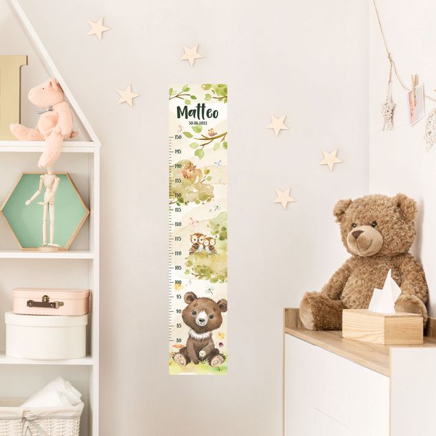 Wallstickers ugglor Watercolour bear with custom name