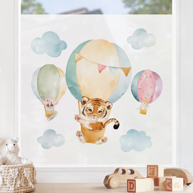 Självhäftande folier Watercolour Balloon Ride - Tiger and Friends