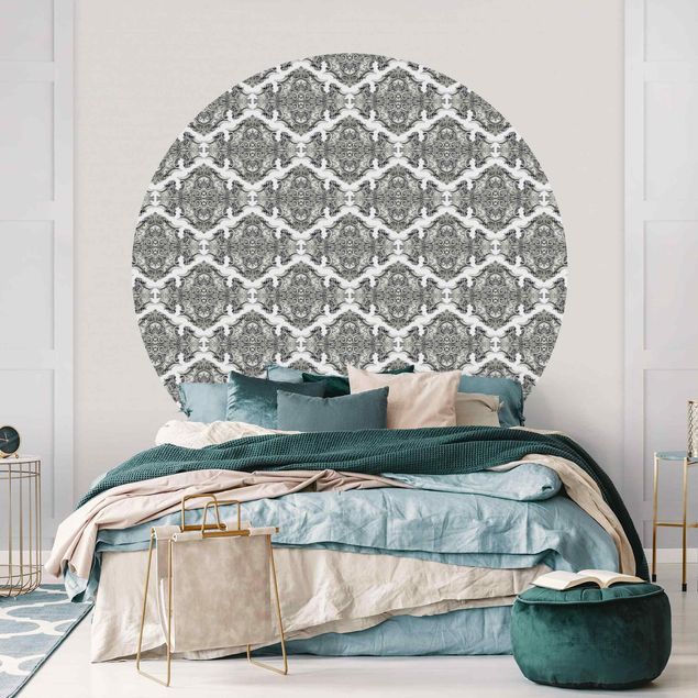 Tapeter dekorationer Watercolour Baroque Pattern With Ornaments In Grey