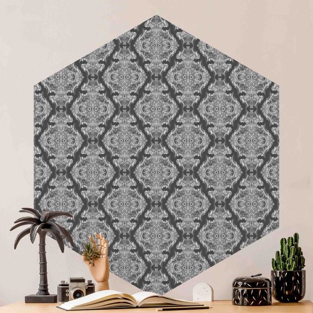 Tapeter barock Watercolour Baroque Pattern In Front Of Dark Gray