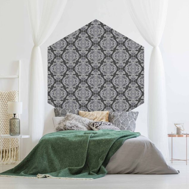 Tapeter modernt Watercolour Baroque Pattern In Front Of Dark Gray
