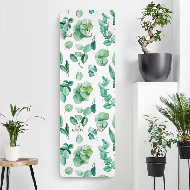 Klädhängare vägg blommor  Watercolour Eucalyptus Branch And Leaves Pattern