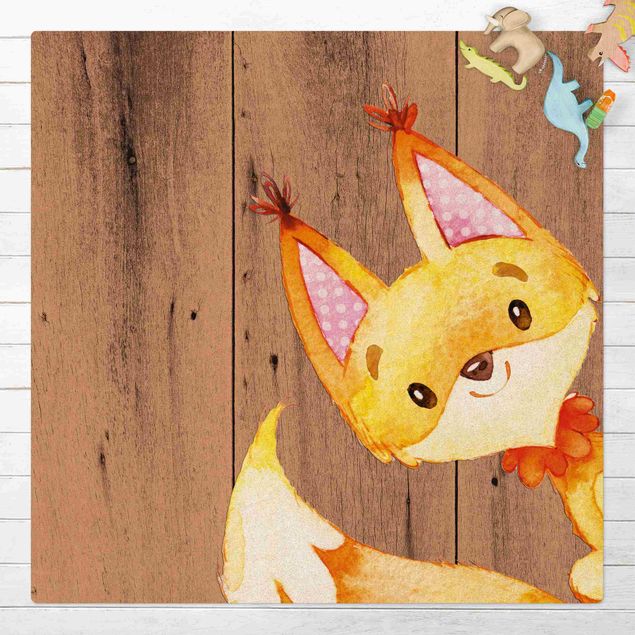 modern matta vardagsrum Watercolour Fox On Wood