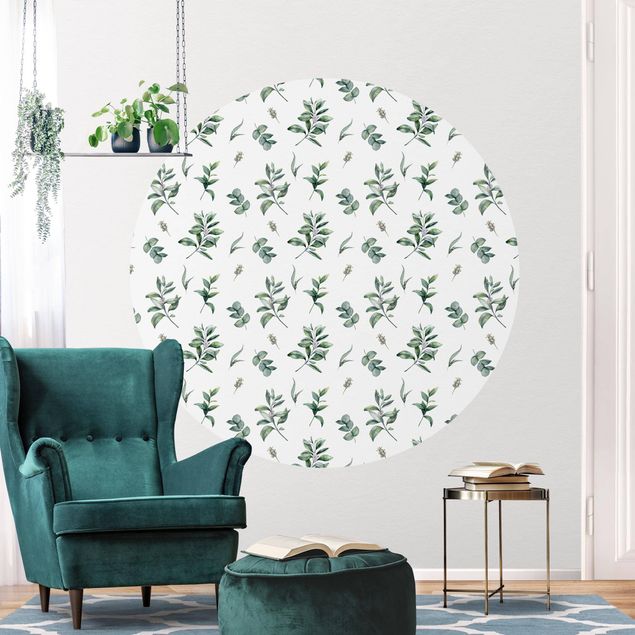 Tapeter modernt Watercolor Pattern Branches And Leaves
