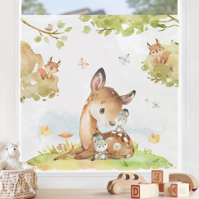 Inredning av barnrum Watercolour Deer Rabbit and Squirrel
