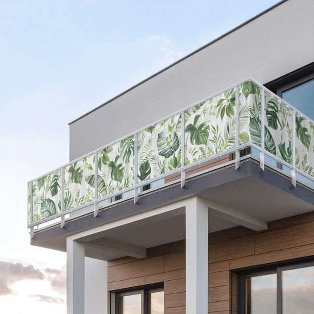 Insynsskydd för balkong väderbeständigt Watercolour Tropical Leaves and Tendrils II