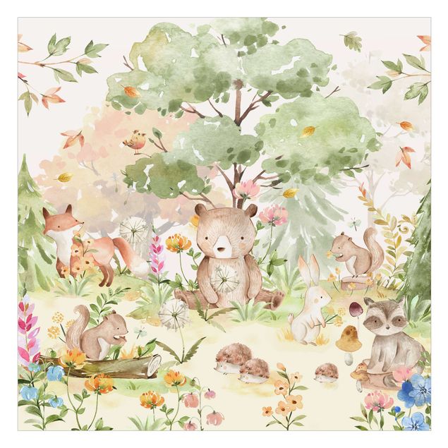 Fönsterfilm - Watercolour Forest Animals