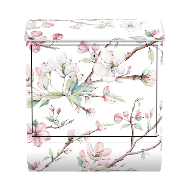 Brevlådor rosa Watercolour Branches Of Apple Blossom In Light Pink And White