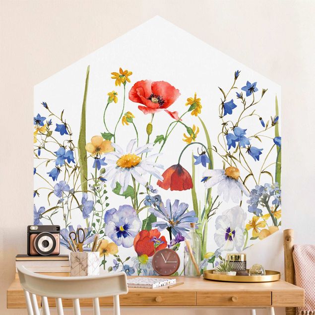 Kök dekoration Watercolour Flower Meadow With Poppies