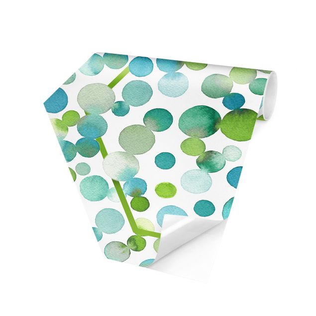Hexagonala tapeter Watercolour Dots Confetti In Bluish Green