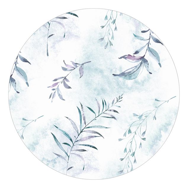 Tapeter modernt Watercolour Branches In Mint Blue