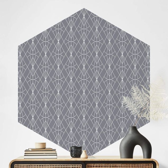 Tapeter geometrisk Art Deco Diamond Pattern In Front Of Gray XXL