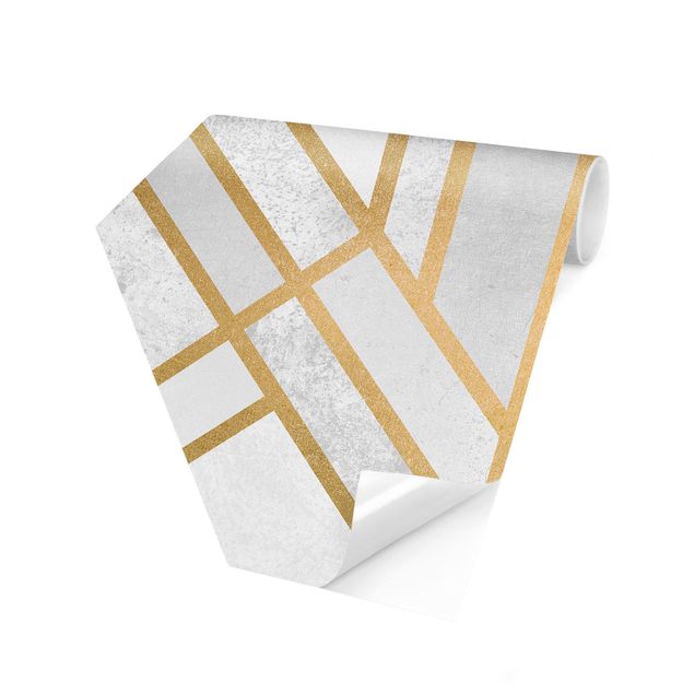Hexagonala tapeter Art Deco Geometry White Gold