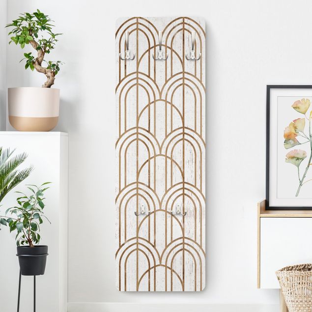 Klädhängare vägg mönster Art Deco Pattern on Wood