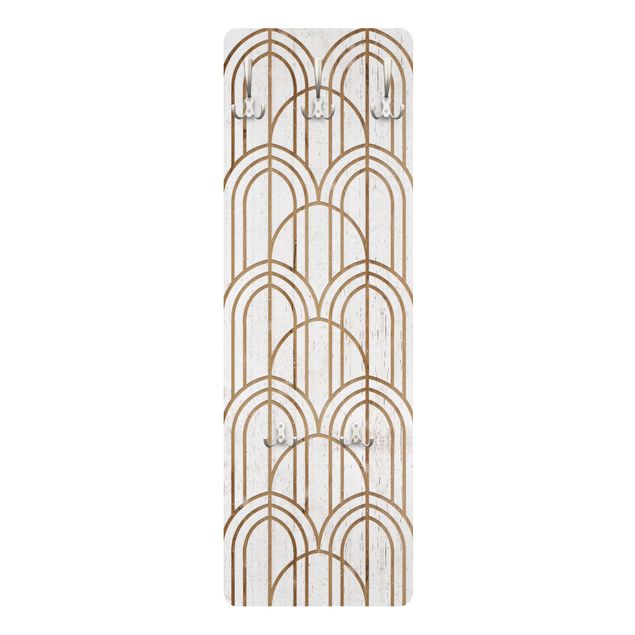 Klädhängare vägg Art Deco Pattern on Wood