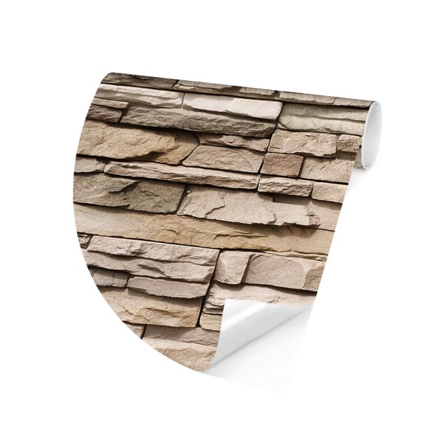 Fototapeter 3D Asian Stonewall - Stone Wall From Large Light Coloured Stones