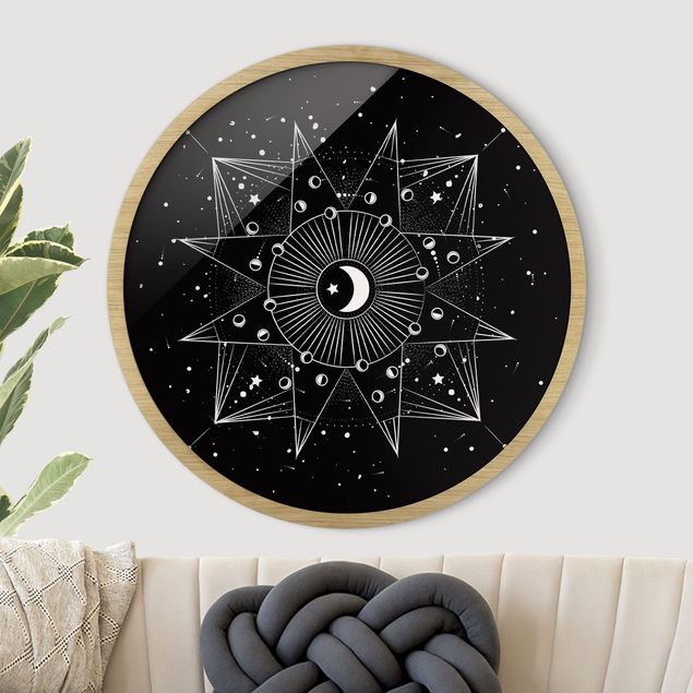 Tavlor med ram vintage Astrology Moon Magic Black