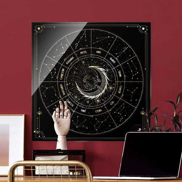 Tavlor andlig Astrology Moon And Zodiac Signs Black