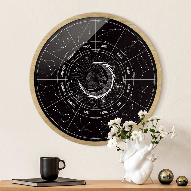 Tavlor runt Astrology Moon And Zodiac Signs Black