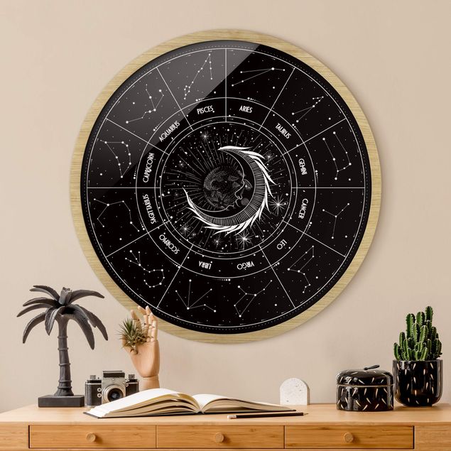 Tavlor andlig Astrology Moon And Zodiac Signs Black