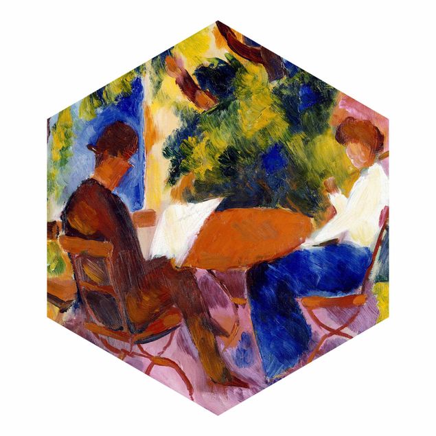 Hexagonala tapeter August Macke - Couple At The Garden Table