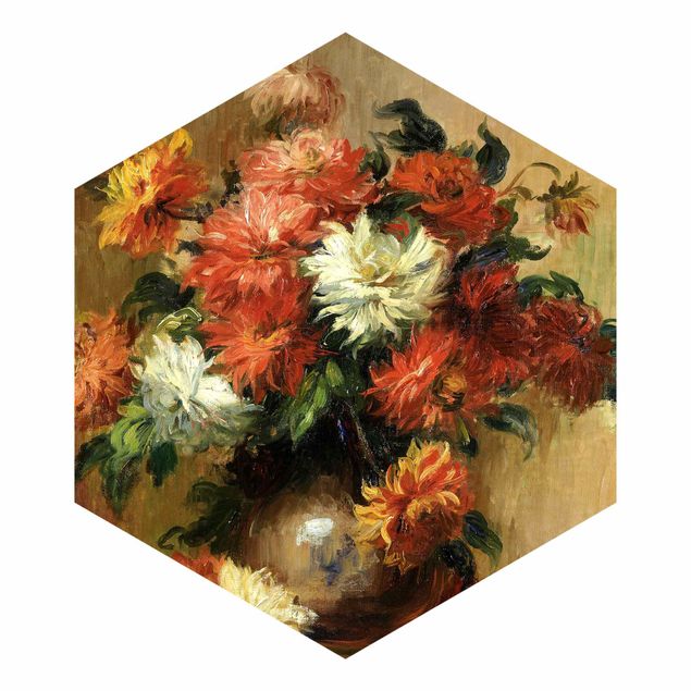 Tapeter lantlig Auguste Renoir - Still Life With Dahlias