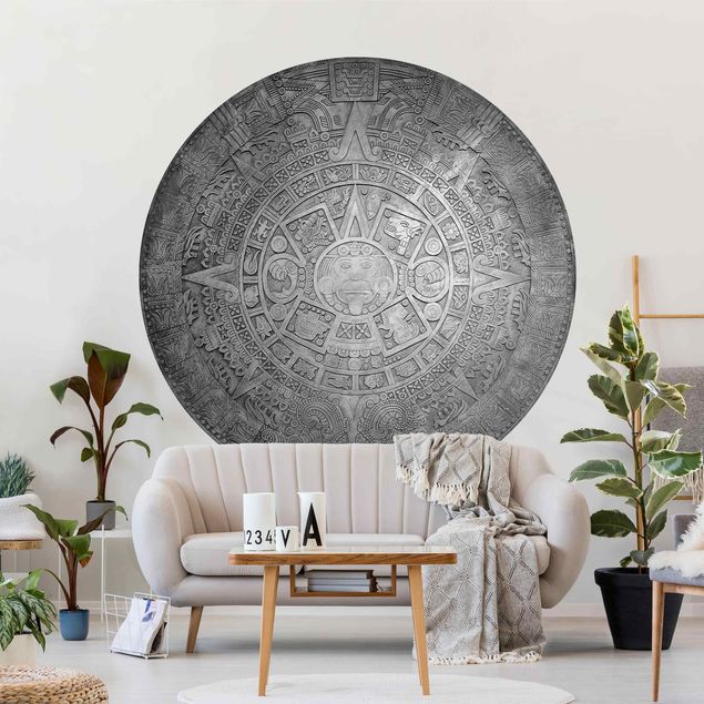 Tapeter dekorationer Aztec Ornamentation In A Circle Black And White