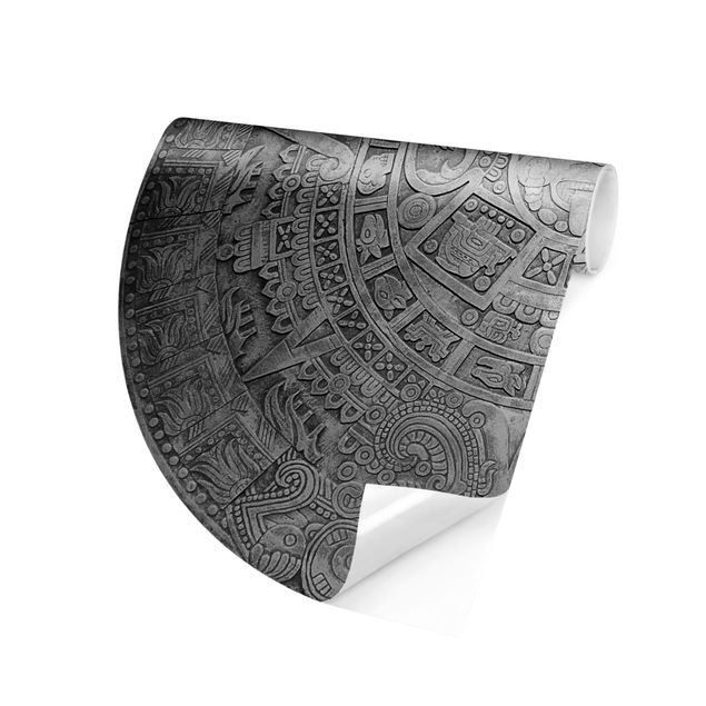 Fototapeter guld och silver Aztec Ornamentation In A Circle Black And White