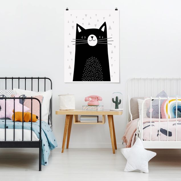 Posters svart och vitt Zoo With Patterns - Cat